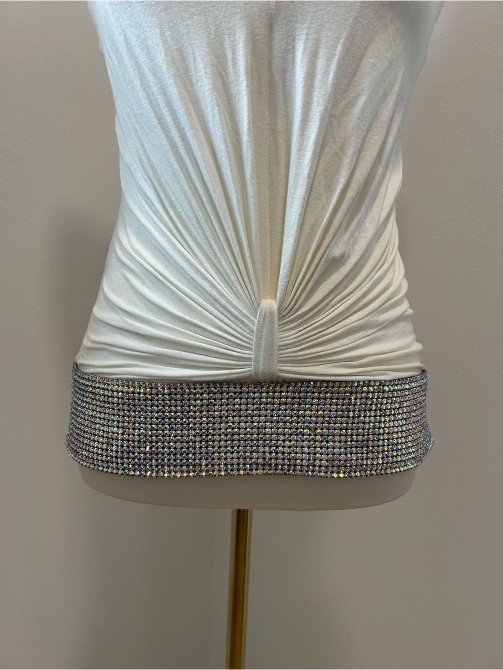 SKY White Rhinestone Halter Top